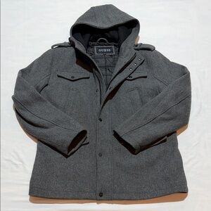 GUESS Men’s Large Gray Long Sleeve Wool Blend Coat Blazer